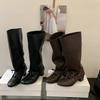 Retro Strap Niche Design Pants Boots Thick Heel Thick-soled Boots Women's Knee Pointed High Knight Boots