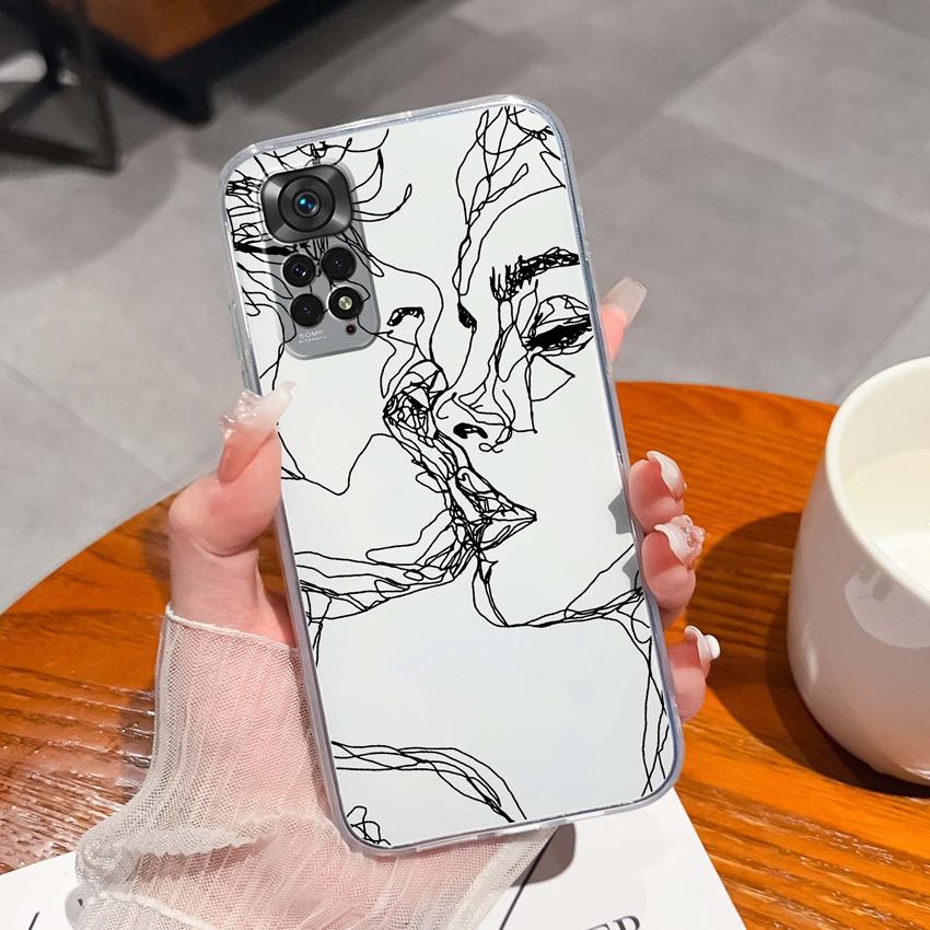 Para Redmi Note 11 11S 11T 12 12S Pro Plus Turbo Capa de Telefone Padrão de Laço Rosa Bonito Silicone Transparente de Alta Qualidade Capa Antiderrapante Para Carcaça Redmi