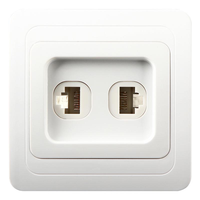 European Style Dual Socket: Two-Gang Telephone & Computer ABS Wall Panel