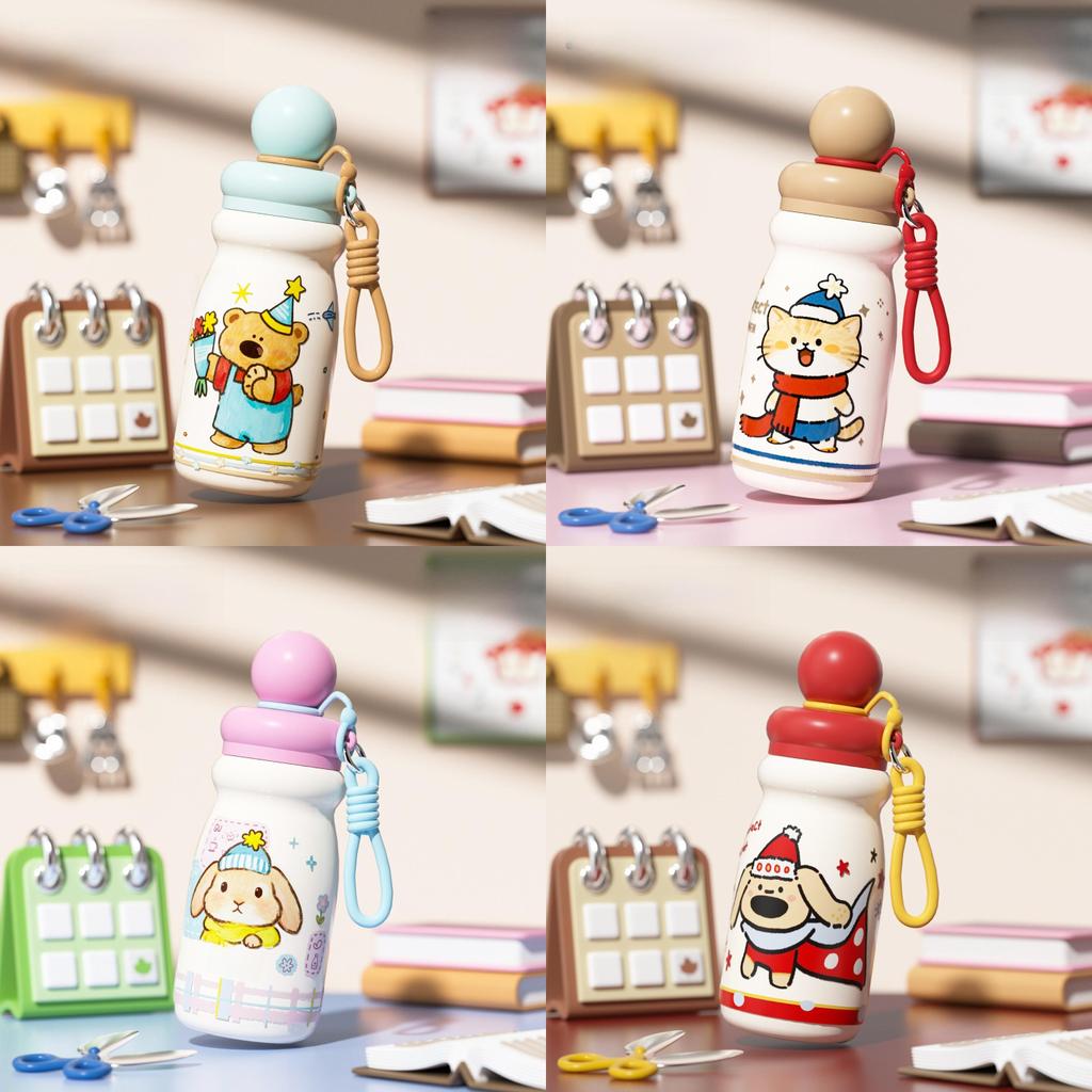 Cartoon Cute Pet Planet Insulated Bottle With Silicone Straw For Kids And Travel