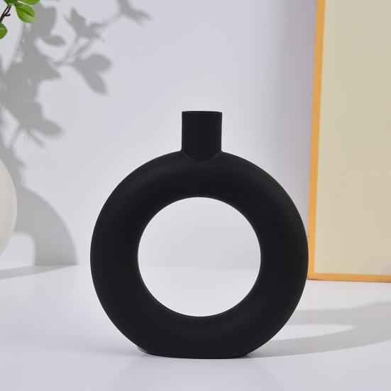 Plastic Circle Flower Vase Minimalist Modern Flower Holder Container Home Office Table Centerpiece Decorative Floral Plants Vase