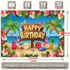 Hawaiian Luau Birthday Banner, Palm Flamingo Backdrop Wall Decor for Party