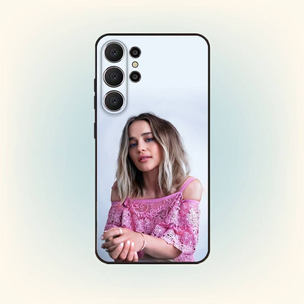 

E-Emilia C-Clarke Actress Phone Case For Samsung S26,S25,24,23,22,30,21,10,9,Ultra,Plus,Lite,FE Soft Black Case Samsung S21lite
