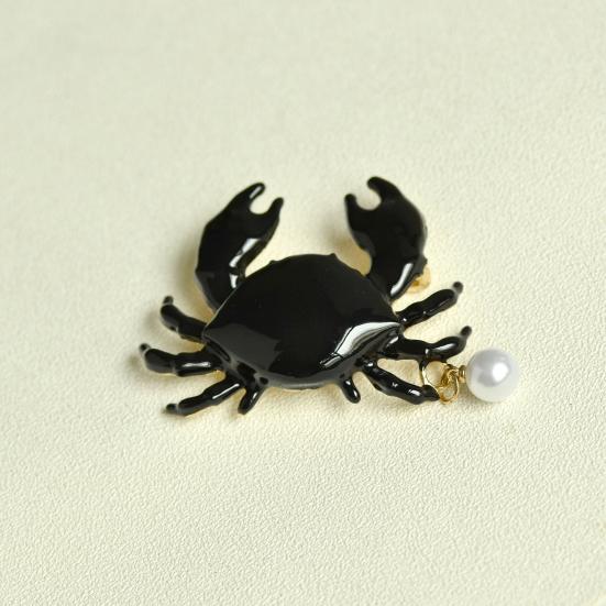 Brosche Pin Böhmischer Stil Kunstperlen-Dekor Krabbenform Zinklegierung Pin mit Handbemaltem Finish Mäntel Anzüge Pullover Kleider Abzeichen