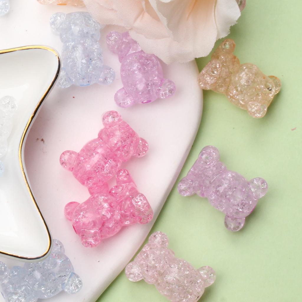 5 Stück transparente, platzende Acryl-Bären-Lose-Perlen, DIY-Handarbeitsaccessoires zur Schmuckherstellung, 18,5 x 22,5 mm