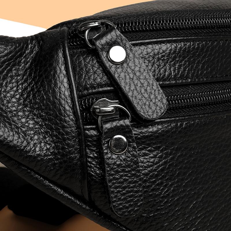 Sacs Bananes Minimalistes en Cuir Véritable Uni pour Hommes et Femmes Sacoche Bandoulière Poitrine Texture Granulée Vintage Sac Drôle