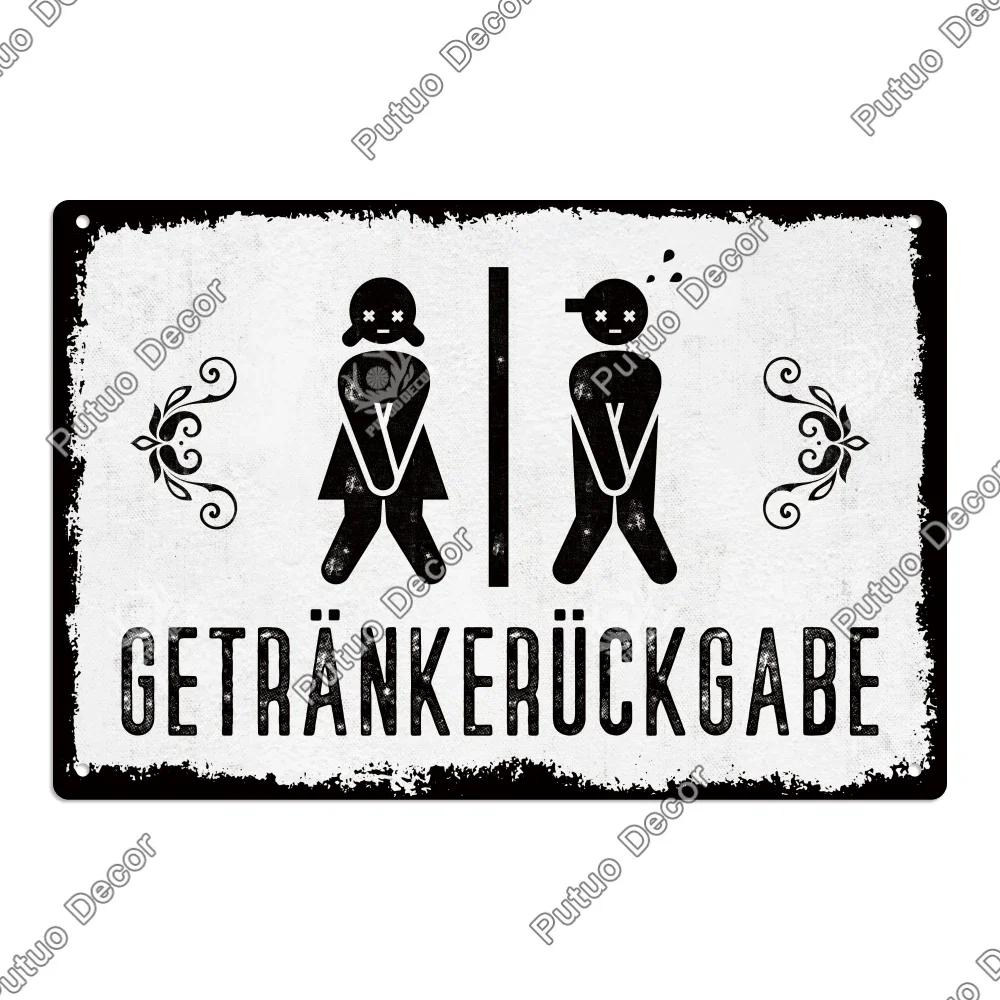 Putuo Decor Restroom Retro Tin Sign Vintage Bathroom Plaque Metal Plates Wall Art Posters Decoration for Toilet Iron Paintings