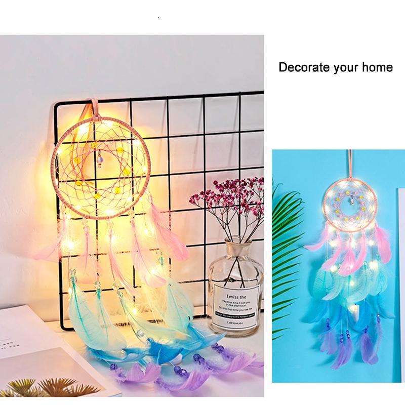 15 Styles Wall Dream Catcher Led Handmade Feather Braided Wind Chimes For Room Decoration Hanging Home Christmas Decor Poster