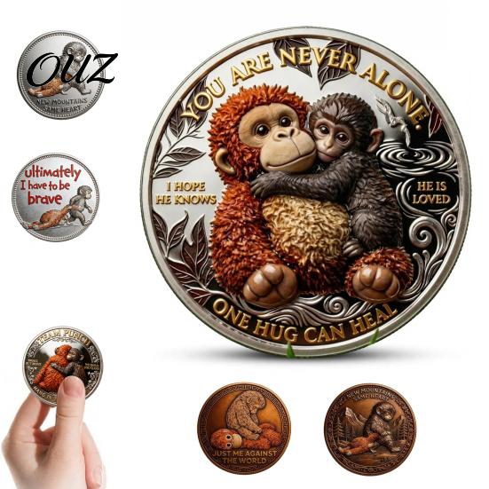 Langlebige Gravierte Münze Emotionale Unterstützung Inspirierender Affe Herausforderung Tasche Doppel?Zweiseitiger Sammlertoken für Freunde Familie Motivation Andenken