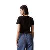 Calvin Klein Lässiges T-Shirt mit Rundhalsausschnitt und Buchstaben-Print für Damen, kurzärmlig, Schwarz, J221837-BEH
