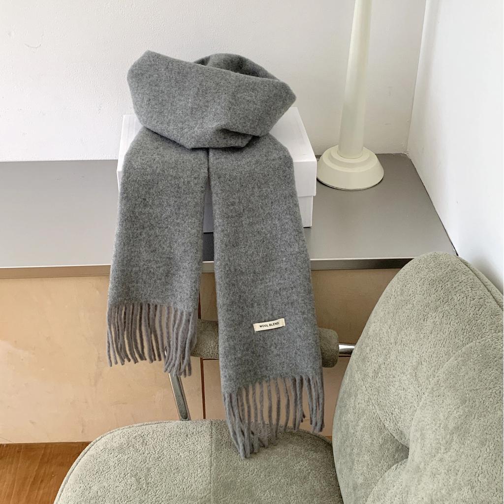 Bufanda Cálida Tejida de Alta Calidad, Estilo Coreano, Versátil, con Borlas, Clásica para Otoño e Invierno, Mezcla de Lana, para Parejas