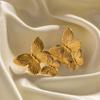 French Court Style Dull Retro Gold Stainless Steel Butterfly Metal Stud Earrings Design Earrings Earrings