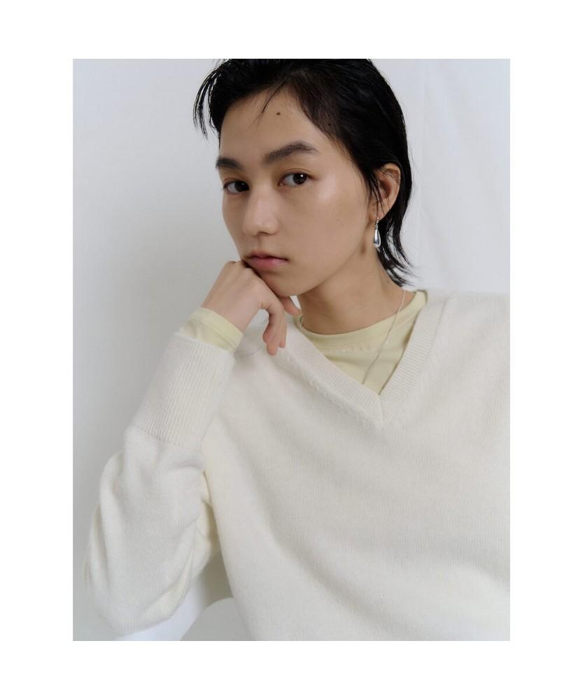 8SECONDS V-Neck Long-Sleeve Pullover Ivory