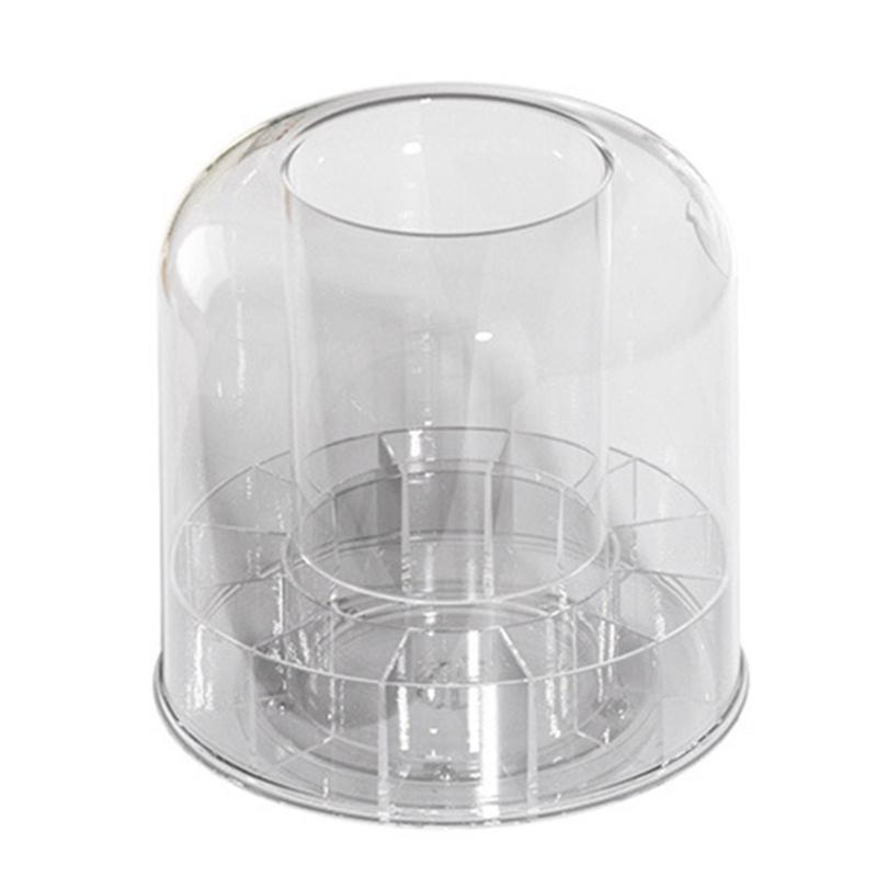 

Multifunctional Rotating Makeup Storage Box For Lipsticks Brush Organizers Space Saving Elegant Design прозрачный белый