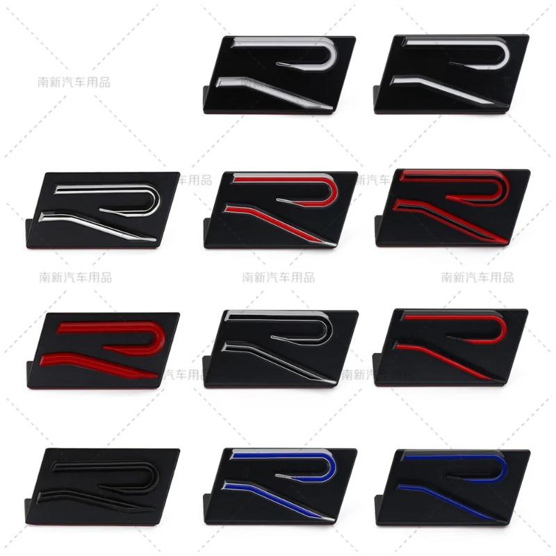 3D Metal Materail Car New R Rail Front Grille Badge Emblem Stickers For VW Volkswagen SAGITARE ARTEON POLO MK GOLF 8 Ac BAM1