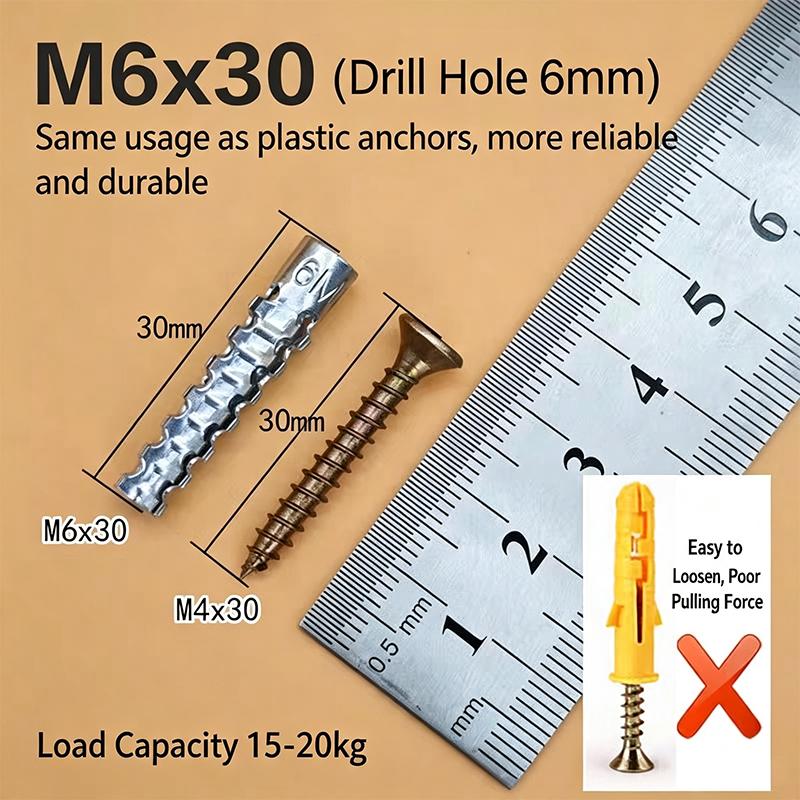 Carbon Steel Serrated Expansion Screws, Concrete Wall Anchors Plug Bolt, Heavy Duty Hardware Fasteners for Home Building Wall Renovation Installation