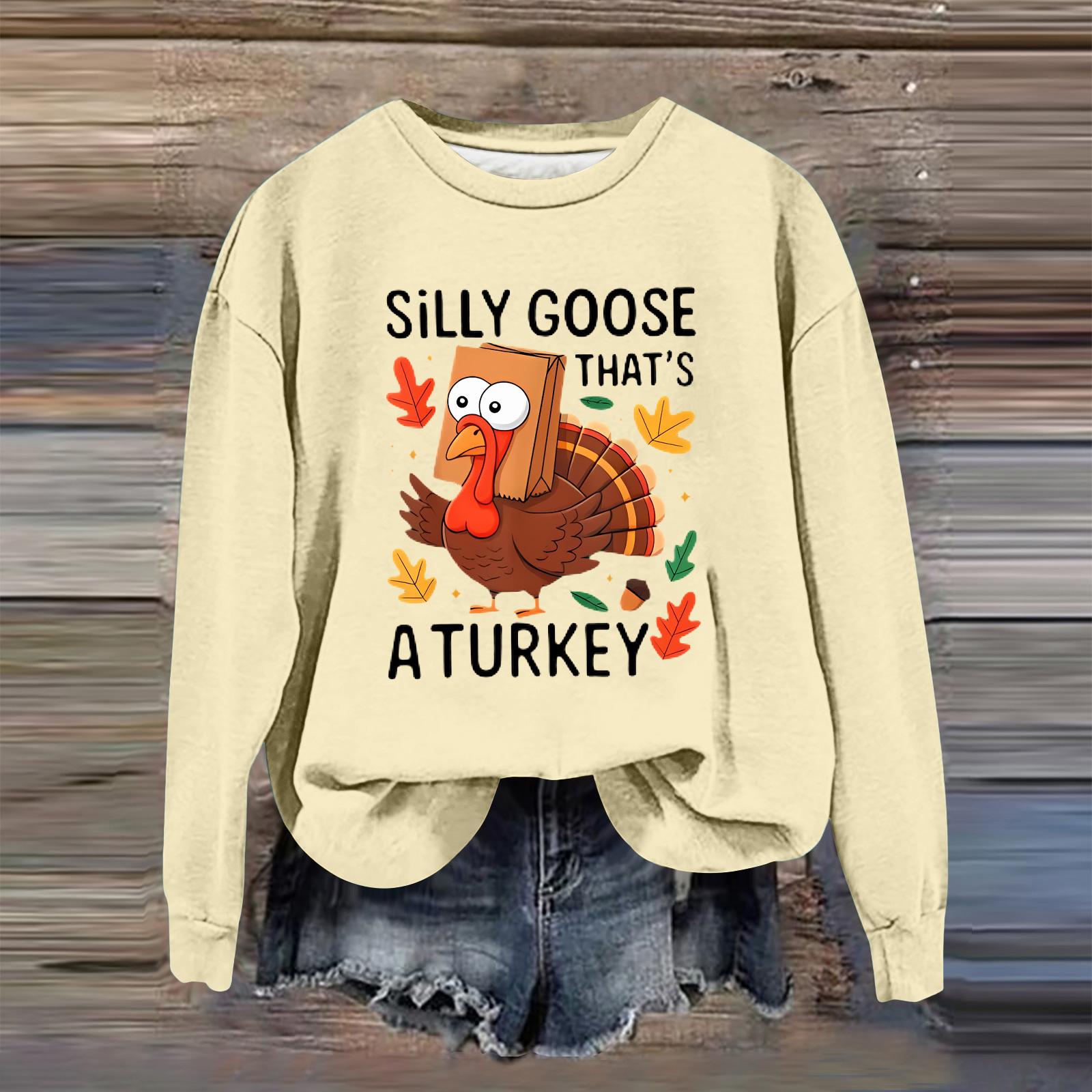 

Women s Fashion Casual Long Sleeve Loose Printed Sweatshirt L бежевый