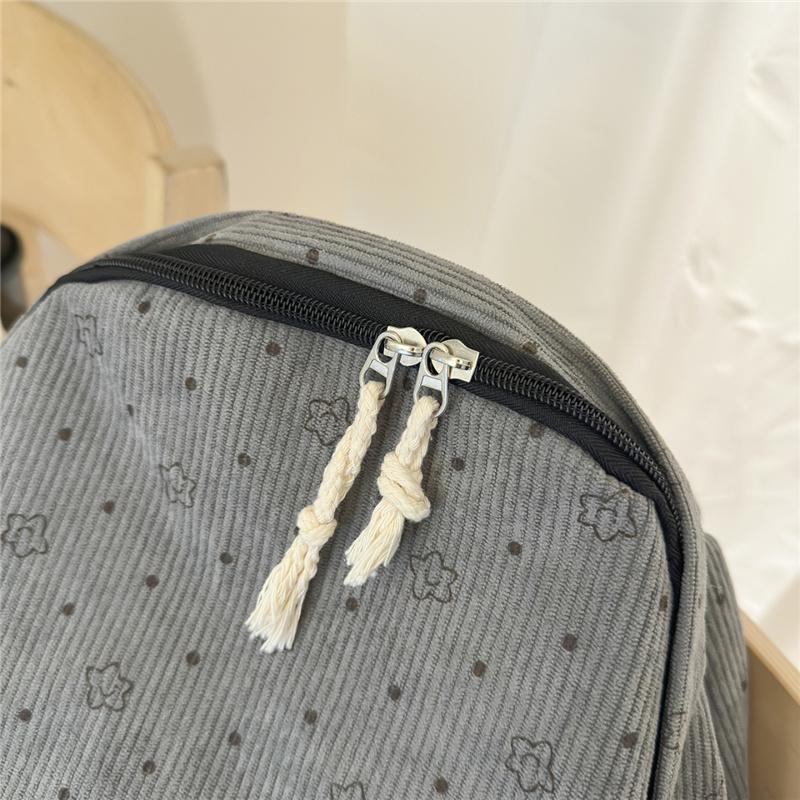 Women's Corduroy Student Schoolbag Printed Backpack