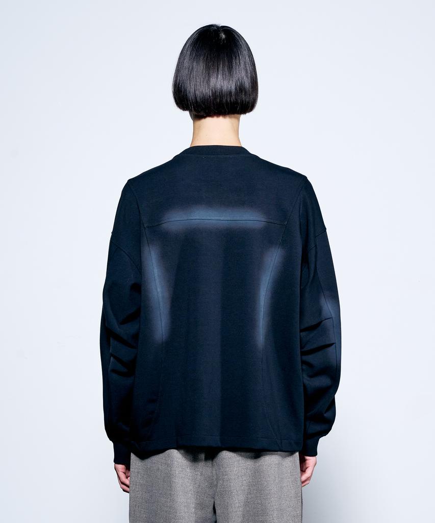 ZENSAI Double-Tuck Spray Wash Long Sleeve T-Shirt Black