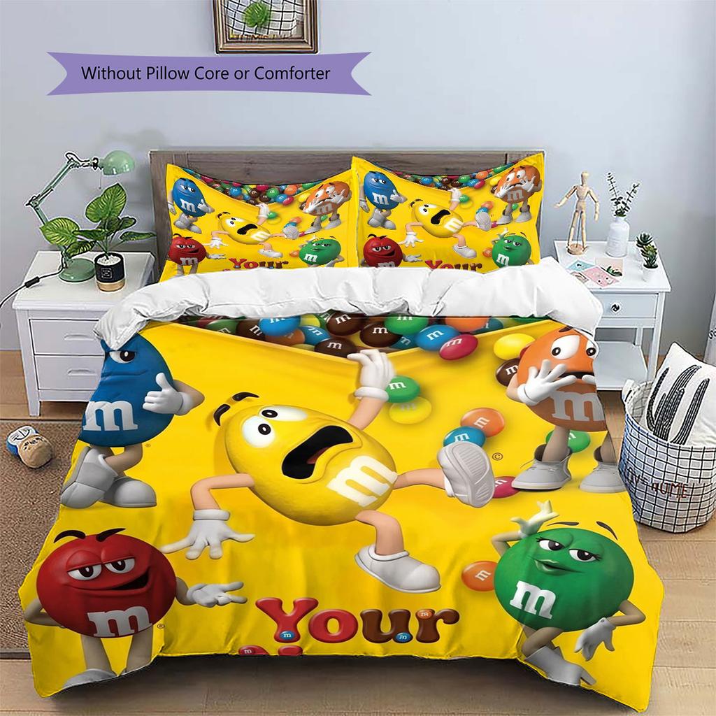 Pościel z wzorem imion M&M's, Zestaw kołdry Pokrowiec na kołdrę Poszewka na poduszkę Domowy prezent urodzinowy(1 * poszwa na kołdrę + 2 * poszewki na poduszki, bez rdzenia)