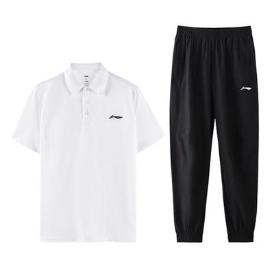 Li Ning Polo Neck Quick-Dry Casual Sports Suit Men Suits APLU799-1+AYKT655-1