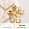 18K Gold Geometric Twisted Cable Earrings In Titanium Steel for Women