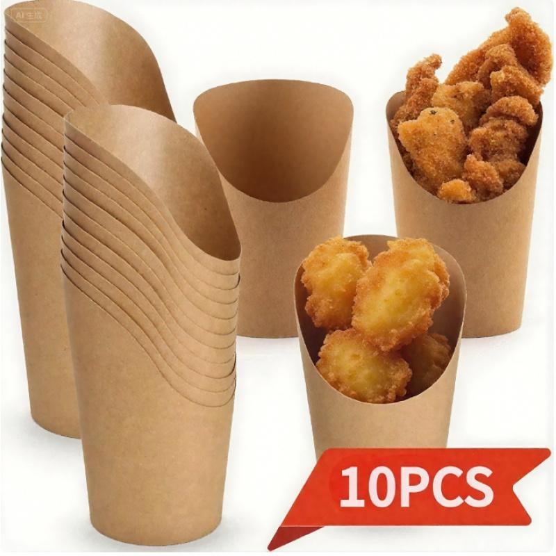 100pcs/50pcs Disposable Egg Cub Cup Slant Mouth Fried Chicken Cup Kraft Paper Chicken Rice Flower Ice Cream Egg Cub Paper Cup