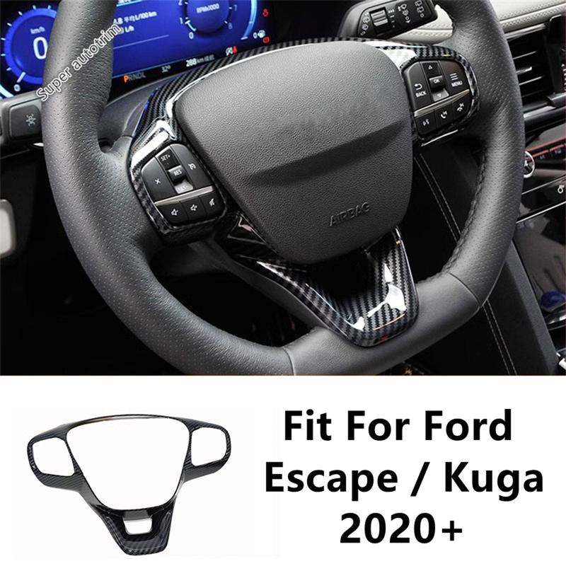 Car Steering Wheel Button Frame Decoration Cover Trim For Ford Escape / Kuga - 2025 ABS Carbon Fiber Accessories Interior