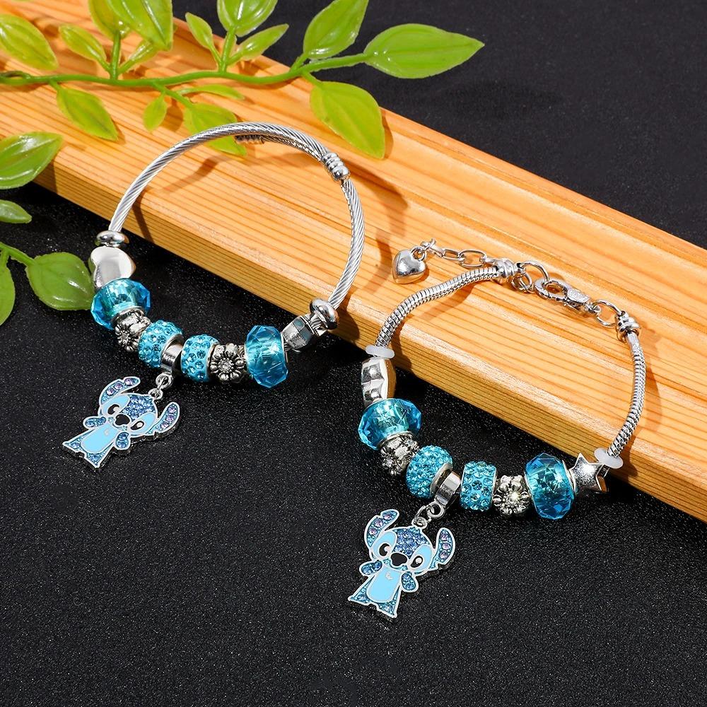 Disney Stitch Cartoon Rhinestone Bracelet Set Cute Fashion Accessories for Women And Girls Ideal Gift for Fans Birthday