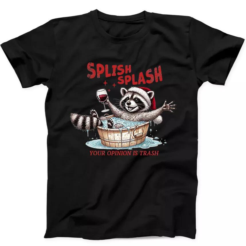 

Рождество Саркастический Енот Ваше Мнение Мусор Смешной Подарок Черная Футболка 165 2XL