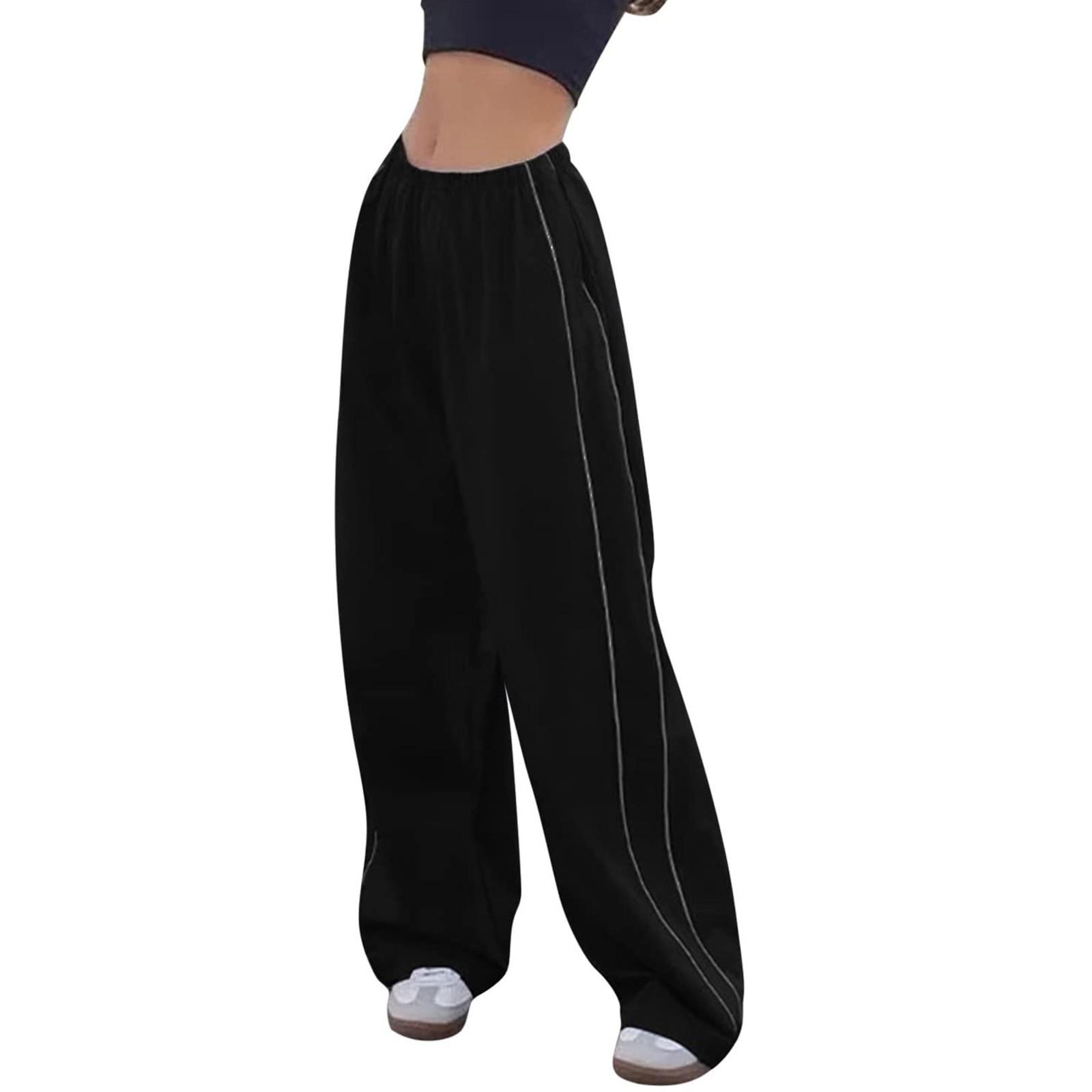 Women Loose Cargo Pants Hip Hop Sports Pants Loose Wide Leg Casual Pants S