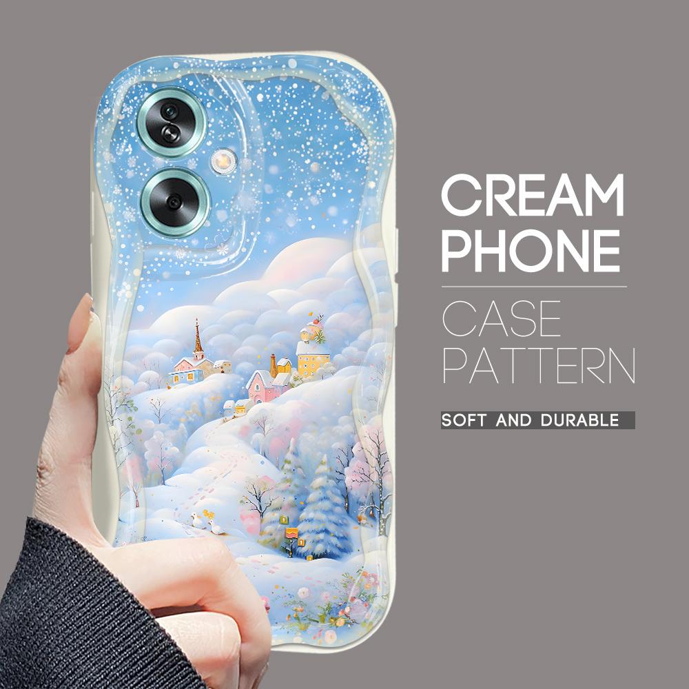Cute Cartoon Pattern Cream Texture Casing Wavy Edge Soft Silicone Cover Phone Case for OPPO Reno Realme