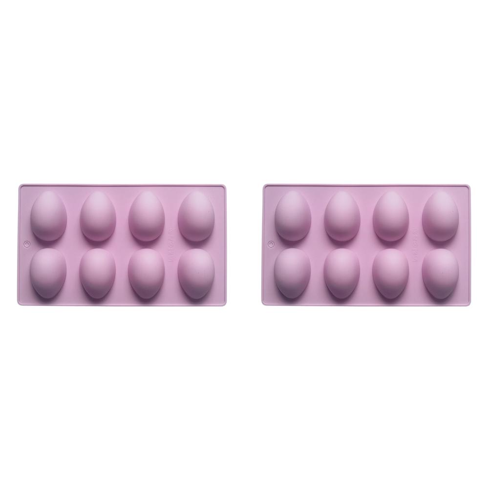 2Pcs Easter Egg Shape Molds 8-Cavi ty Silicone Egg Pan Baking for Easter Cake Decorating Chocolate Candy Dessert Decorating Tool
