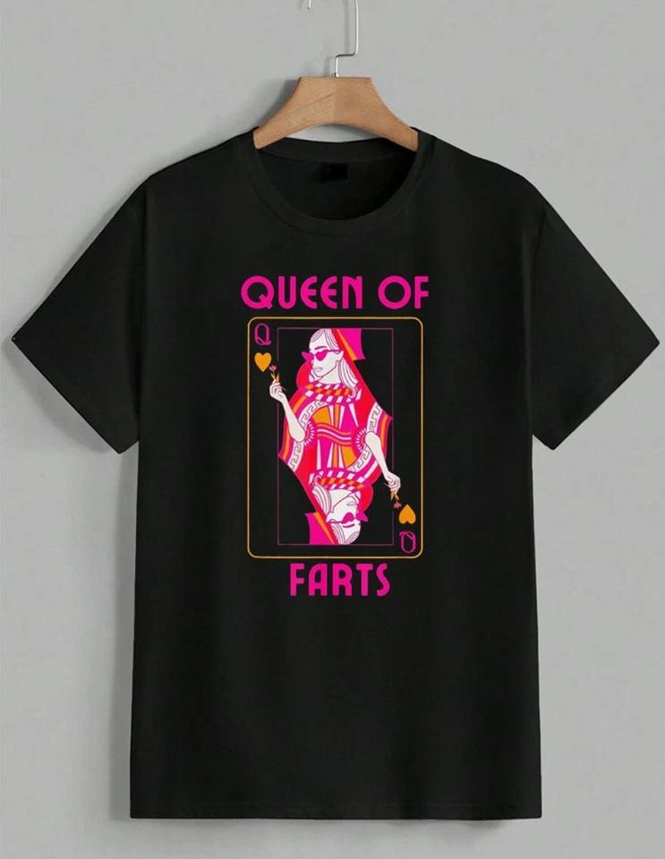 Queen Of Farts T-Shirt Funny Humor Gag Gift Joke Playing Card Graphic Tee Unisex 2 M