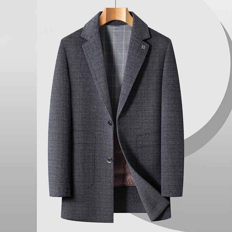 Winter Suit Wool Coat Double-sided Men's Middle-aged and Young Leisure Business Medium and Long Coat