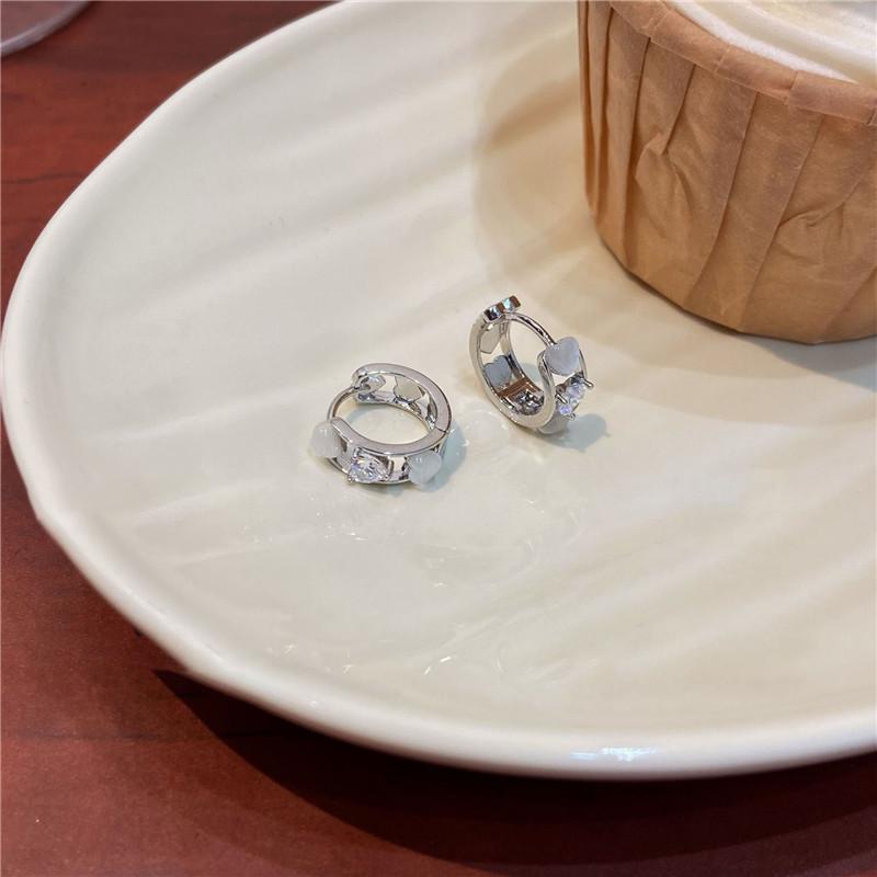 4Pcs/set Stainless Steel Aesthetic Zircon Crystal Hoop Earrings for Women Egirl Y2K Cool Daily Wear Jewelry Accessories