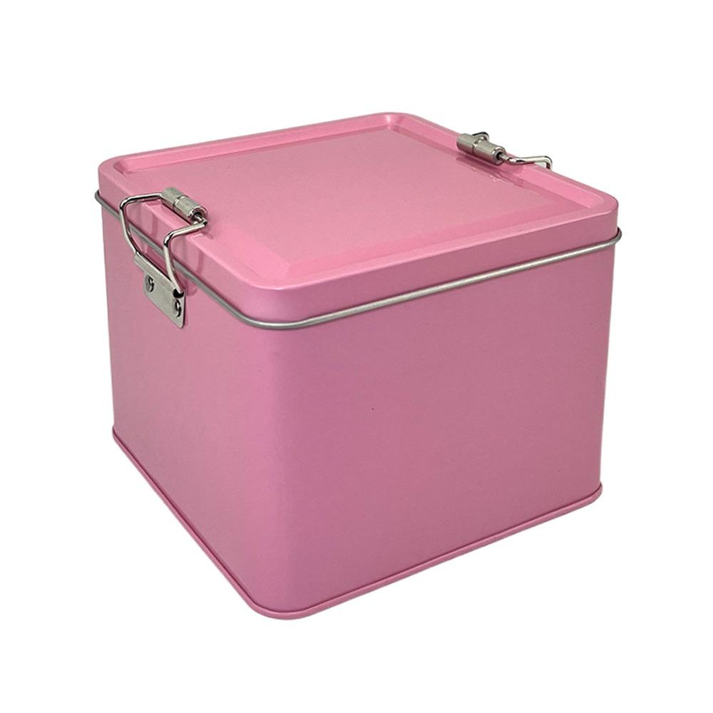 

120*120*95mm Metal Storage Box Multicolor Candy Box Durable Buckle Iron Box Money Contain розовый