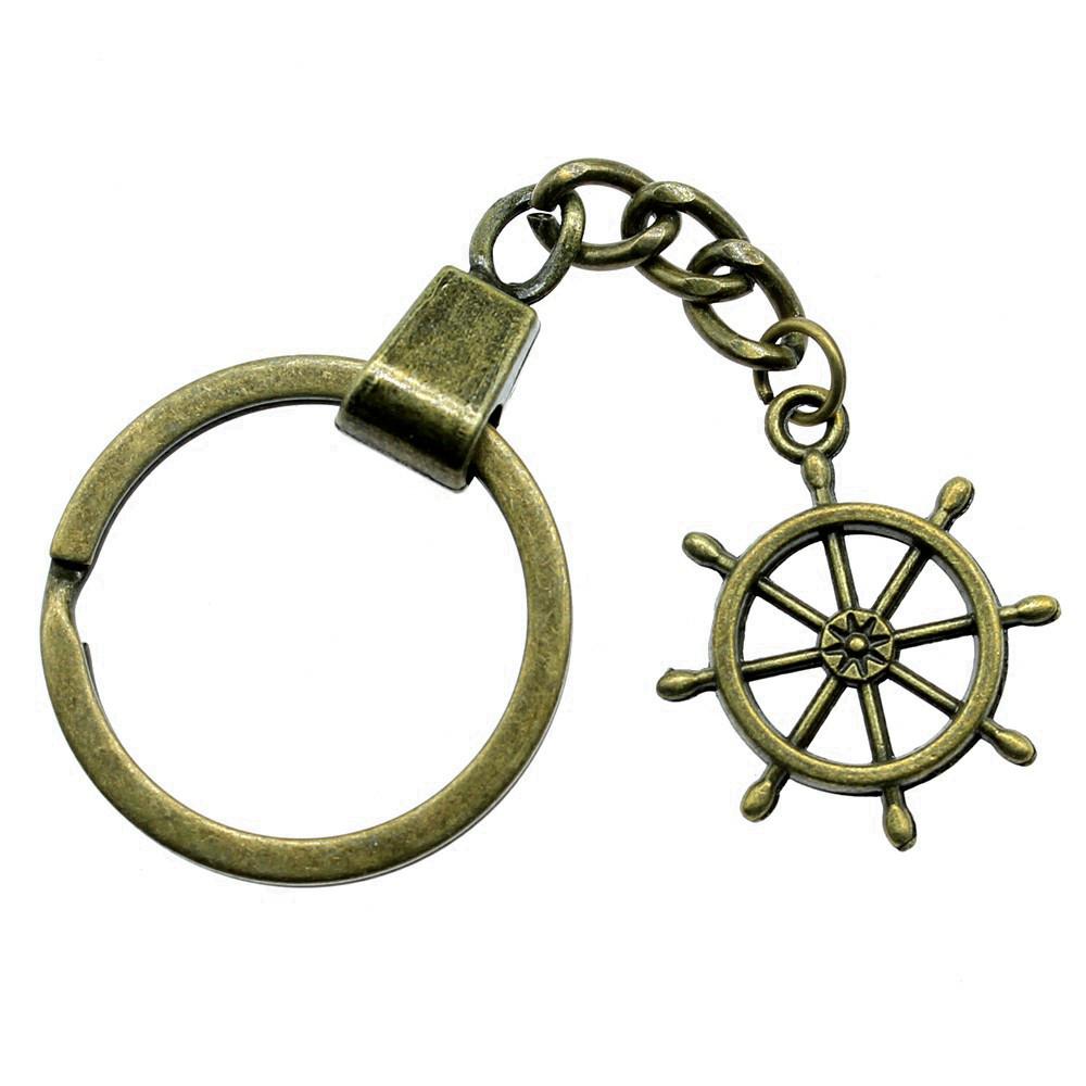 Ornate Gear Keychain Antique Style Punk Pendant Key Holder 30mm Ring