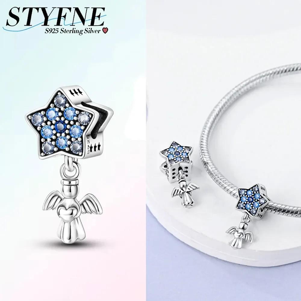 Charm Angelic Boy Girl Blue Wings Stars Infinite Charms Beads Fit Bracelet 925 Silver Women Diy Fine Gift Accessory Set