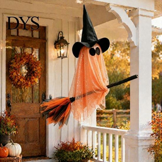 Venkovní dekorace duchů na zahradu Halloweenská čarodějnice Závěsná ozdoba na koště Strašidelný klobouk Plovoucí party rekvizity Přívěsky Vnitřní dekorace strašidelného domu