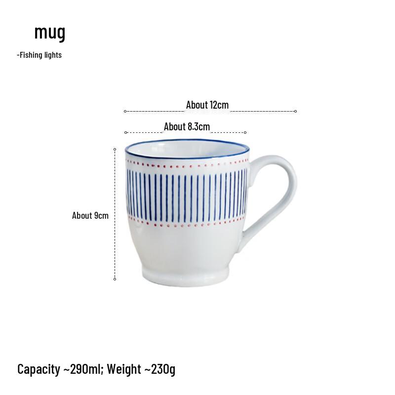 OLOEY Fishing Fire Hand-Painted Ceramic Mug Set