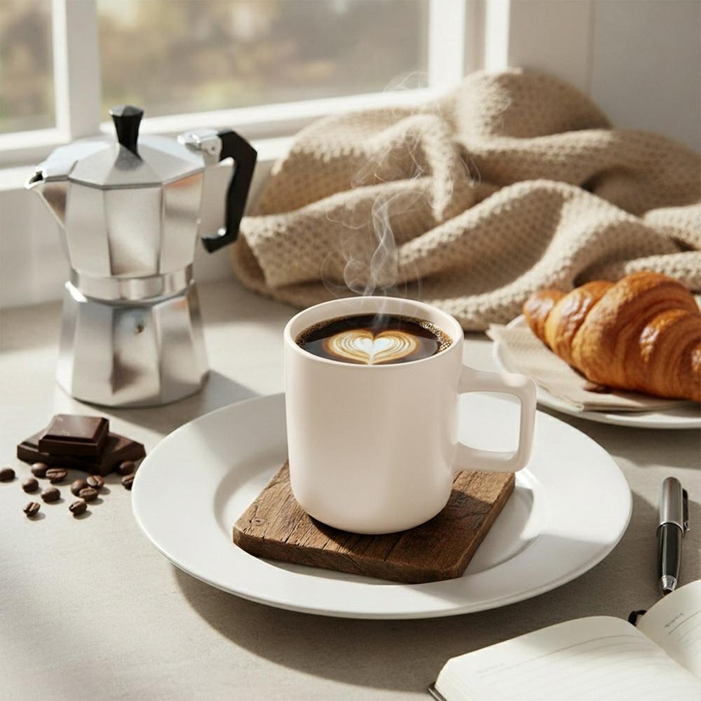 Kubek Ceramiczny do Kawy Herbaty Napojów Ciepłych Zimnych Kremowy 380 ml