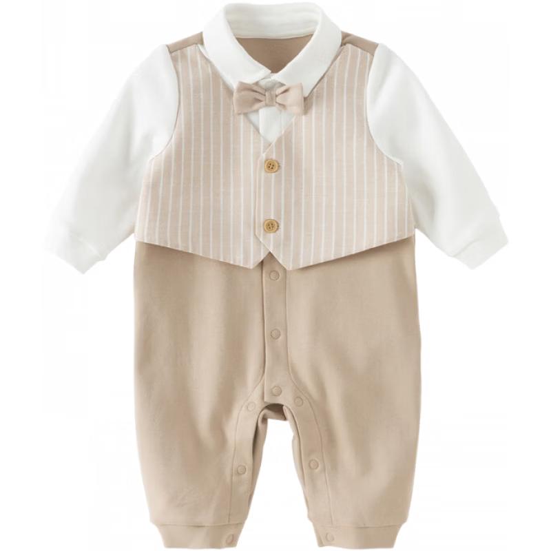 DAVE & BELLA Baby Boy Gentleman Spring Faux Two-Piece Romper 90cm