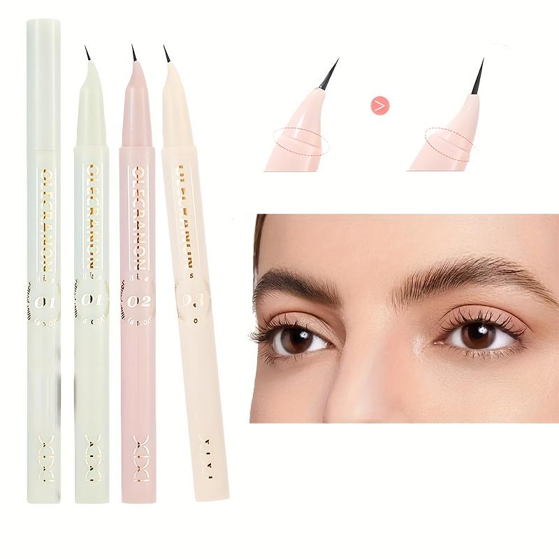Lápiz Eyeliner Curvo 2 en 1 y Lápiz de Cejas Impermeable, a Prueba de Manchas, Larga Duración Acabado Mate Punta Ultrafina para Eyeliner Alado Preciso y Cejas Naturales