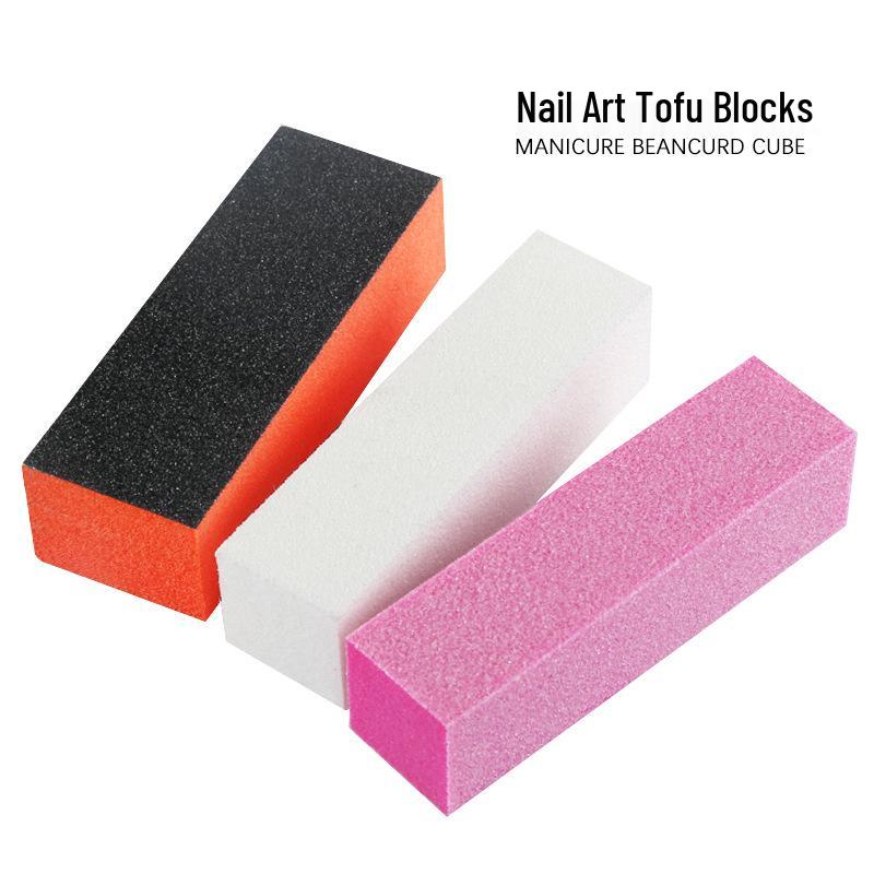 

Nail Art Tofu Sanding Block: Black, White, Pink – 3-Sided Surface Refiner