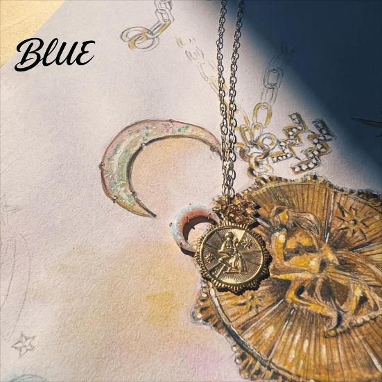 Unique Faux Opal Pendant 12 Constellations Necklace Moon Charm Constellation
