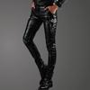 Winter Warm Heren Pluche Verdikken Slim Motorfiets Fleece Koubestendig en Waterdicht Pu Leer Broek