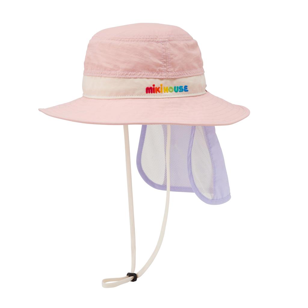 MIKI HOUSE UV with Sunshade for Boys and Size M Hat, Protection, Cover, Logo, Girls, Baby, Kids, Children's Clothing, (50-52cm), Pink, 12-9104-148