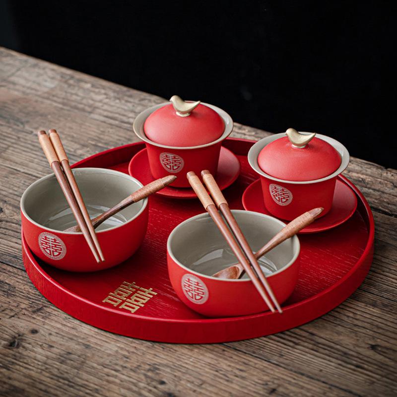 Wedding Tea Ceremony Gaiwan Set - Bride's Change of Address Tea Bowls