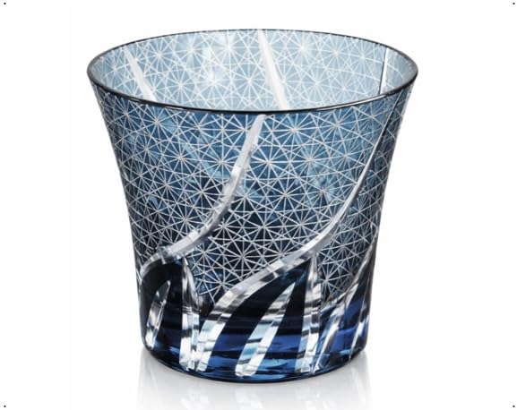 Cut glass for rocks, 240ml (Indigo) Ink Blue, for whiskey, beer, shochu